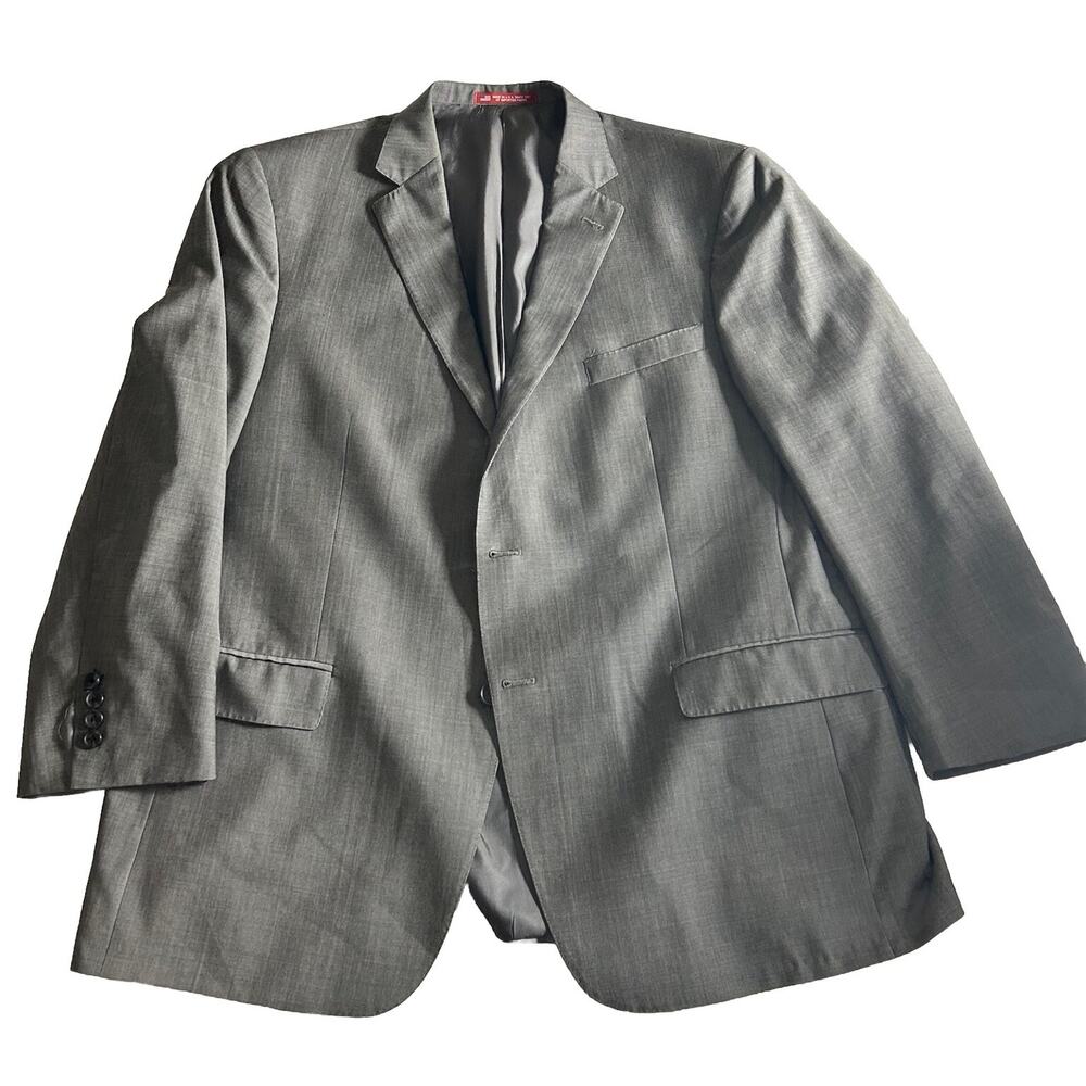 Hart Schaffner Marx Mens Gray USA Wool Sport‎ Coat Suit Jacket Blazer 48R